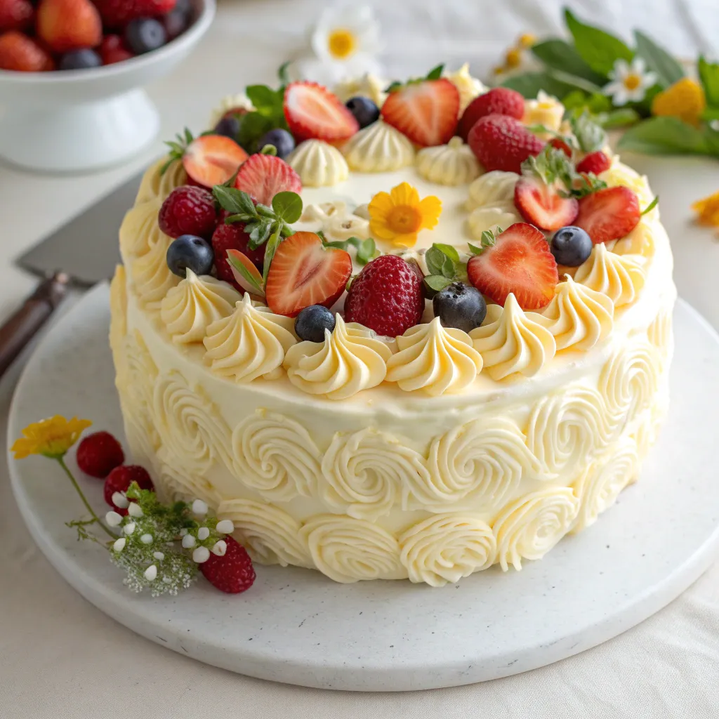 A beautifully decorated cake
